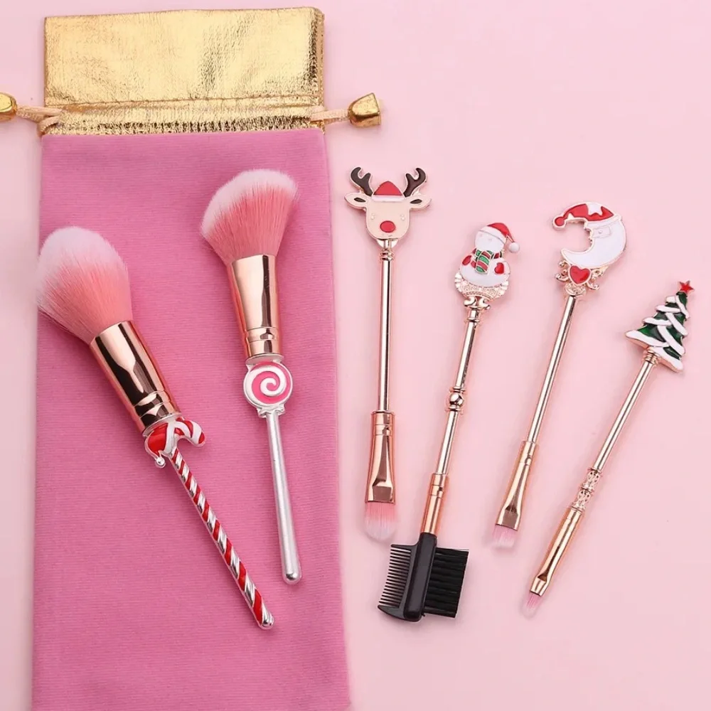 6 Piece Christmas Makeup Brush Set, Christmas Makeup Brushes